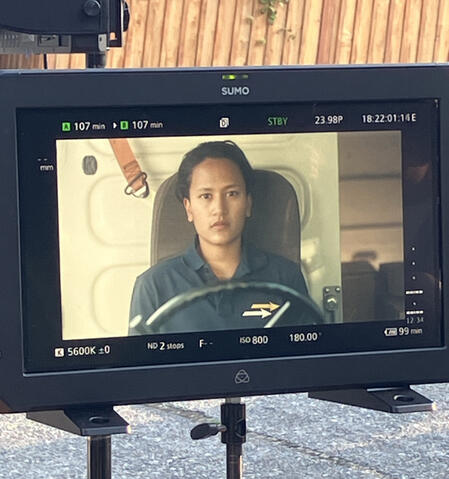 Shirt with logo on camera
