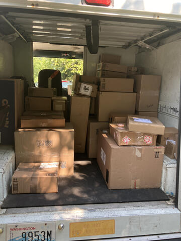 Truck interior set with boxes